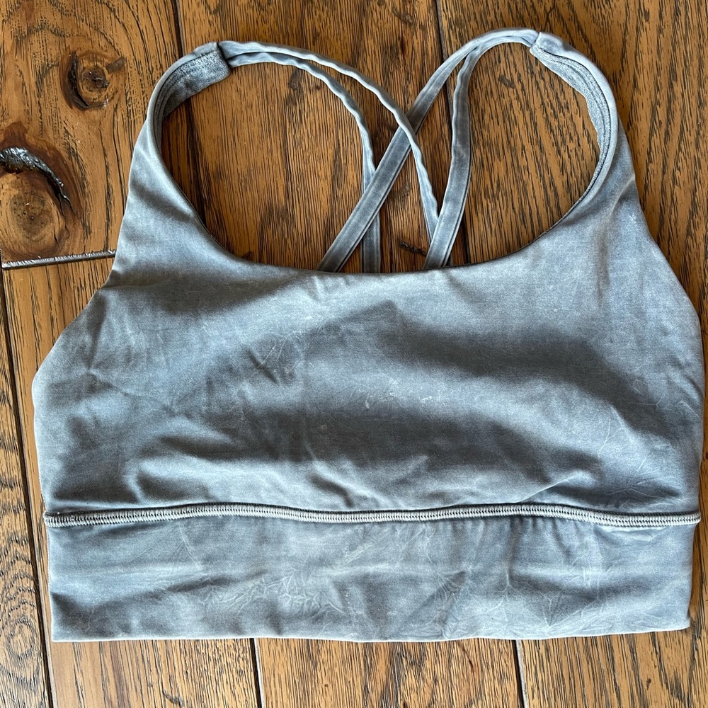 Lululemon Longline Energy Bra size 6 Grey Acid Wash